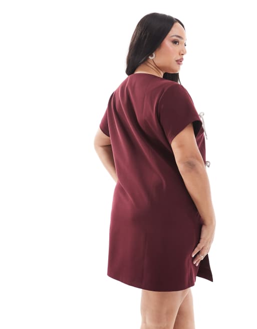 heels for a burgundy dress Smak Parlour Plus Size Burgundy Reindeer Cotton Fit & Flare Dress – Unique  Vintage