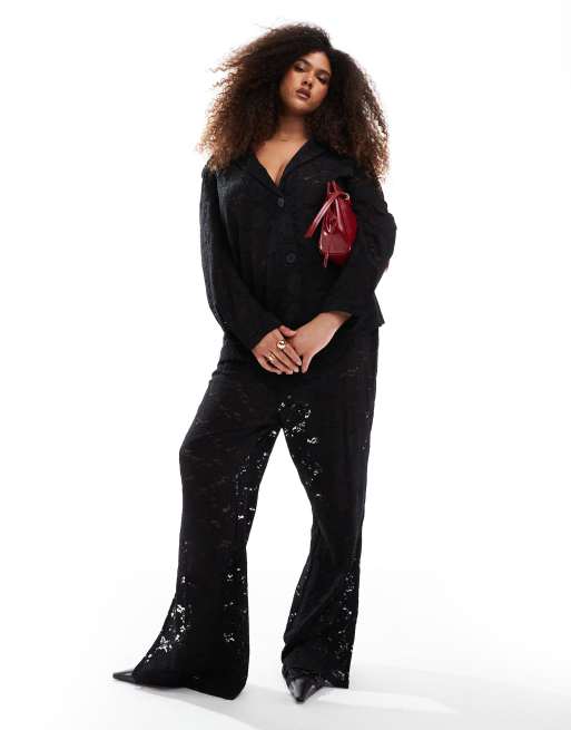  Renee Studio Plus x Michelle Nayla exclusive oversized lace blazer in black (part of a set)  , 2 of 4