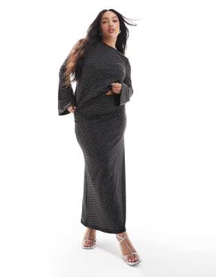 Renee Studio Plus x Michelle Nayla - Exklusiver Maxirock in Schwarz mit All-over-Strassbesatz, Kombiteil