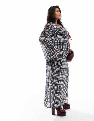 Renee Studio X Holly Wynne Exclusive Maxi Skirt In Gray Plaid - Part Of A Set