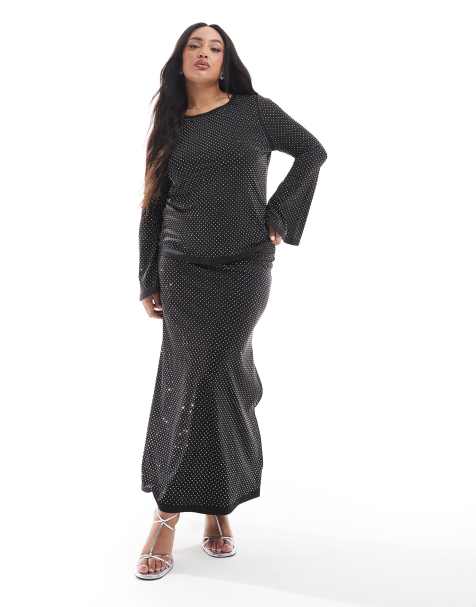 Renee Studio x Michelle Nayla exclusive all over hotflix top & maxi skirt co-ord in black - view 1