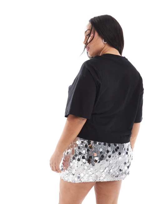  Renee Studio x Michelle Nayla - Plus - Exclusives - Minirok met grote lovertjes in zilver  , 5 van 5