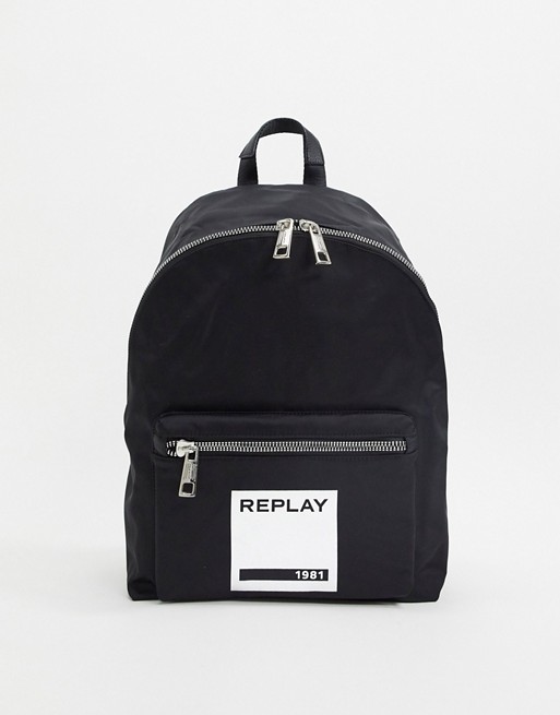 Replay 1981 logo backpack in black
