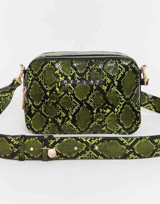 Green snake print outlet bag