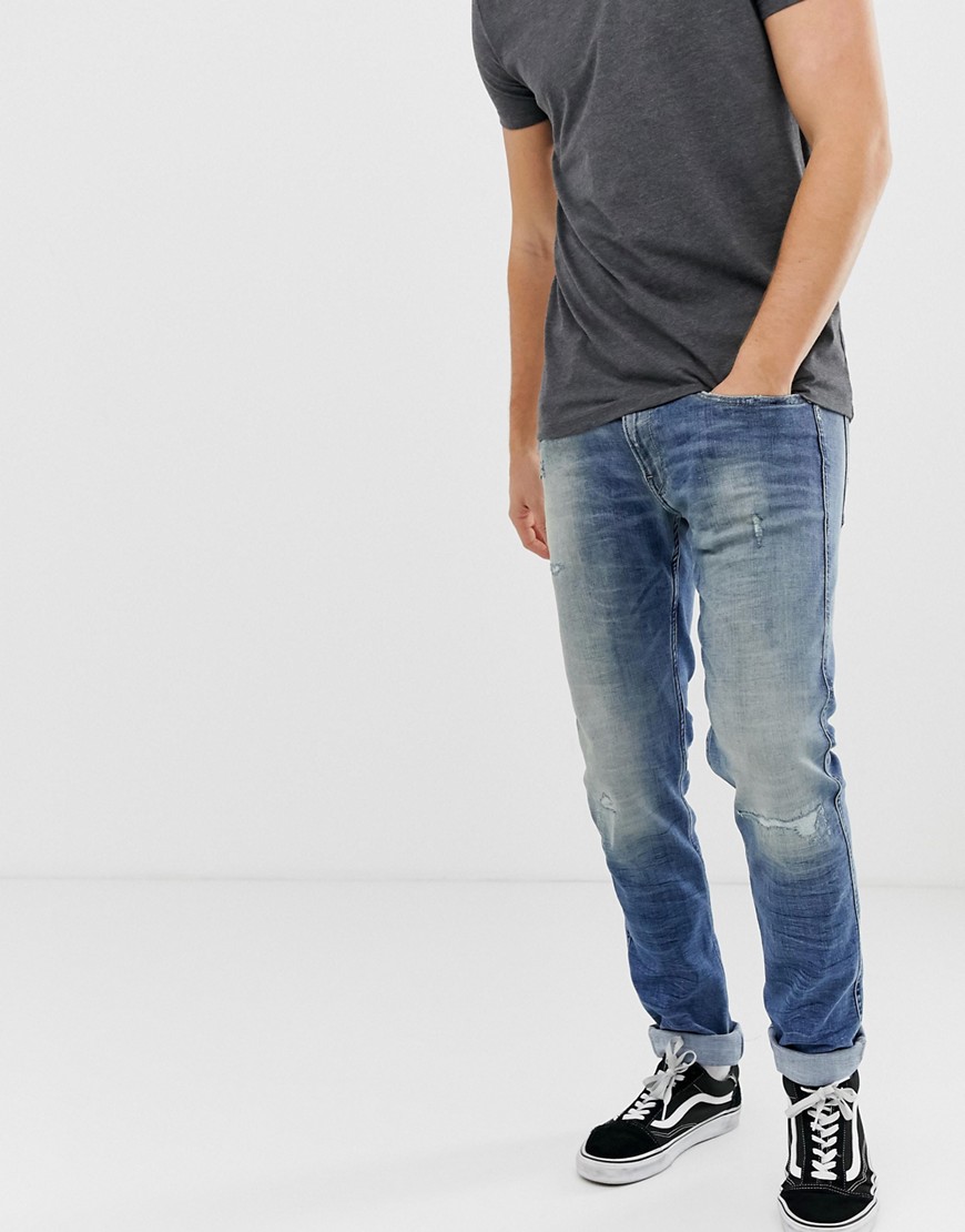 Replay Anbass slim 10 Year Aged jeans in mid wash-Blue