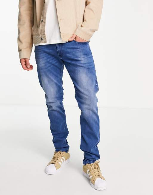 Replay - Anbass - Slim fit jeans in middenblauw
