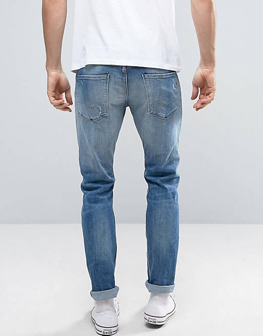 personale sneen Tillid Replay Anbass Slim Fit Jeans Ripped Light Wash | ASOS