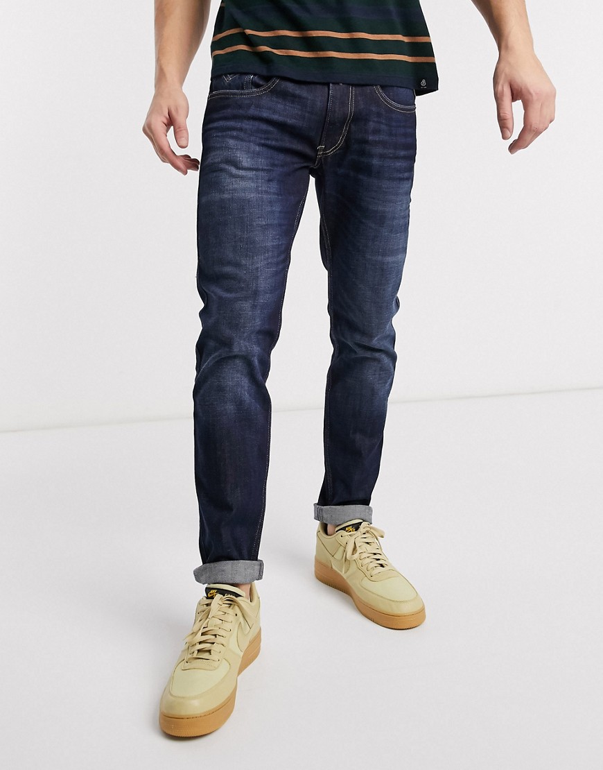 Replay Anbass slim fit power stretch jeans in dark wash-Blue