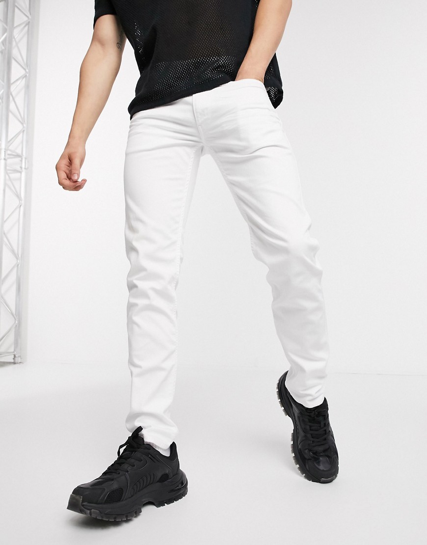 Replay Anbass slim fit zip pocket detail jeans in white