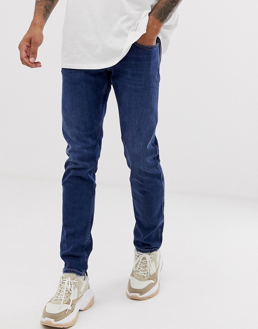 Replay Anbass stretch slim fit jeans in dark wash-Blue