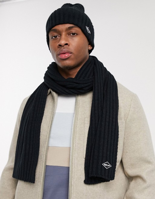 Replay beanie and scarf gift set in navy