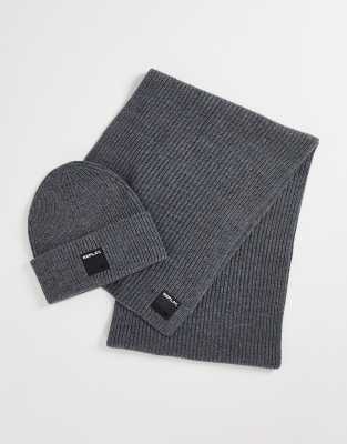 hat and scarf set grey