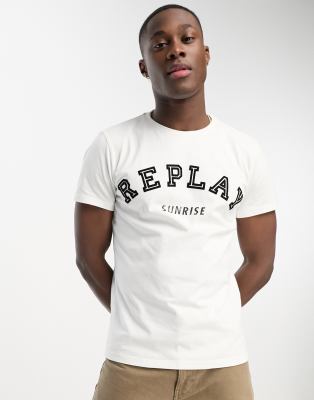 Replay Lion Print Men's T-Shirt White