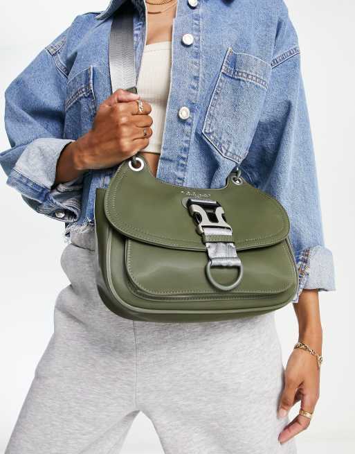 Replay - Borsa da spalla con chiusura con fibbia color kaki