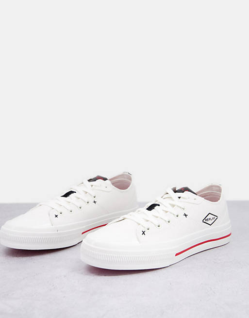 Replay canvas trainers in white