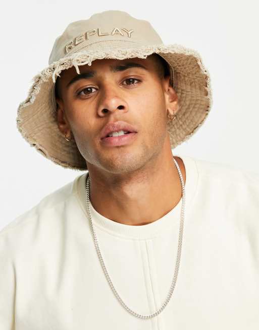 Replay - Cappello con stampa color pietra