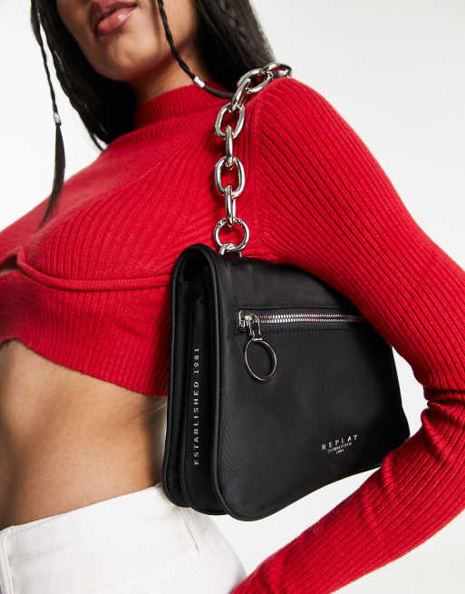 Replay chain strap shoulder bag in black ASOS