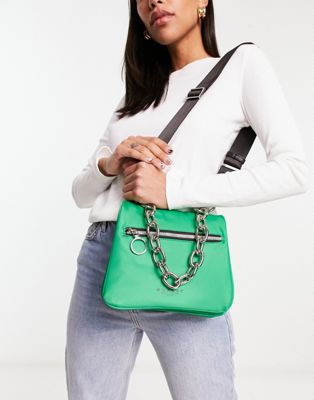 Replay chain strap shoulder bag in green