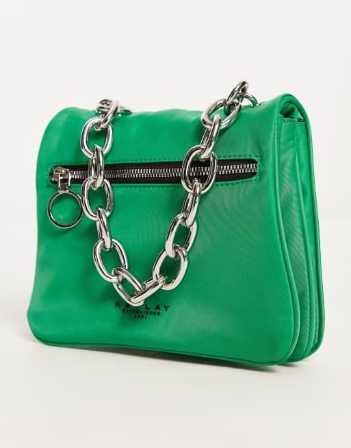 Replay chain strap shoulder bag in green ASOS