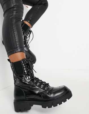 lace up shiny boots