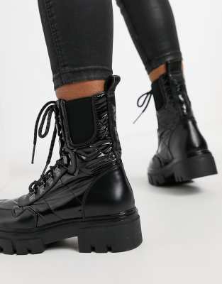 lace up shiny boots