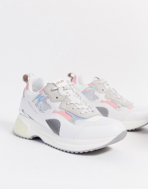 Replay chunky trainer in pink and white