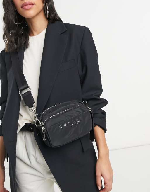 Replay cross body logo nylon bag in black | ASOS