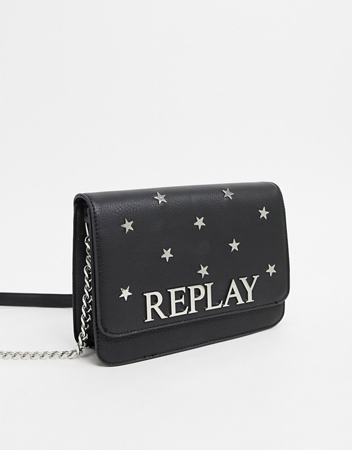 Replay crossbody bag with star studs and logo