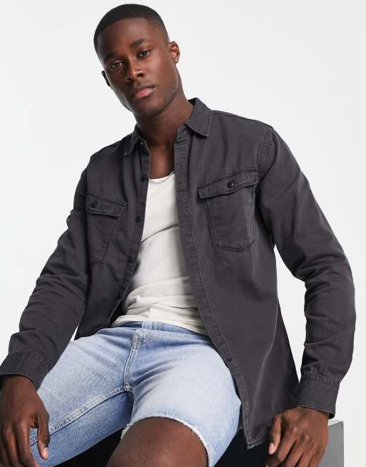 Replay denim shirt in black | ASOS