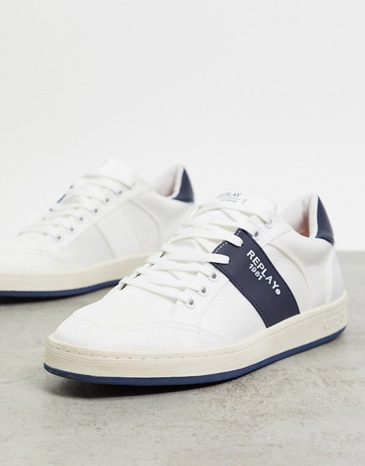 Replay fern trainers in white & navy