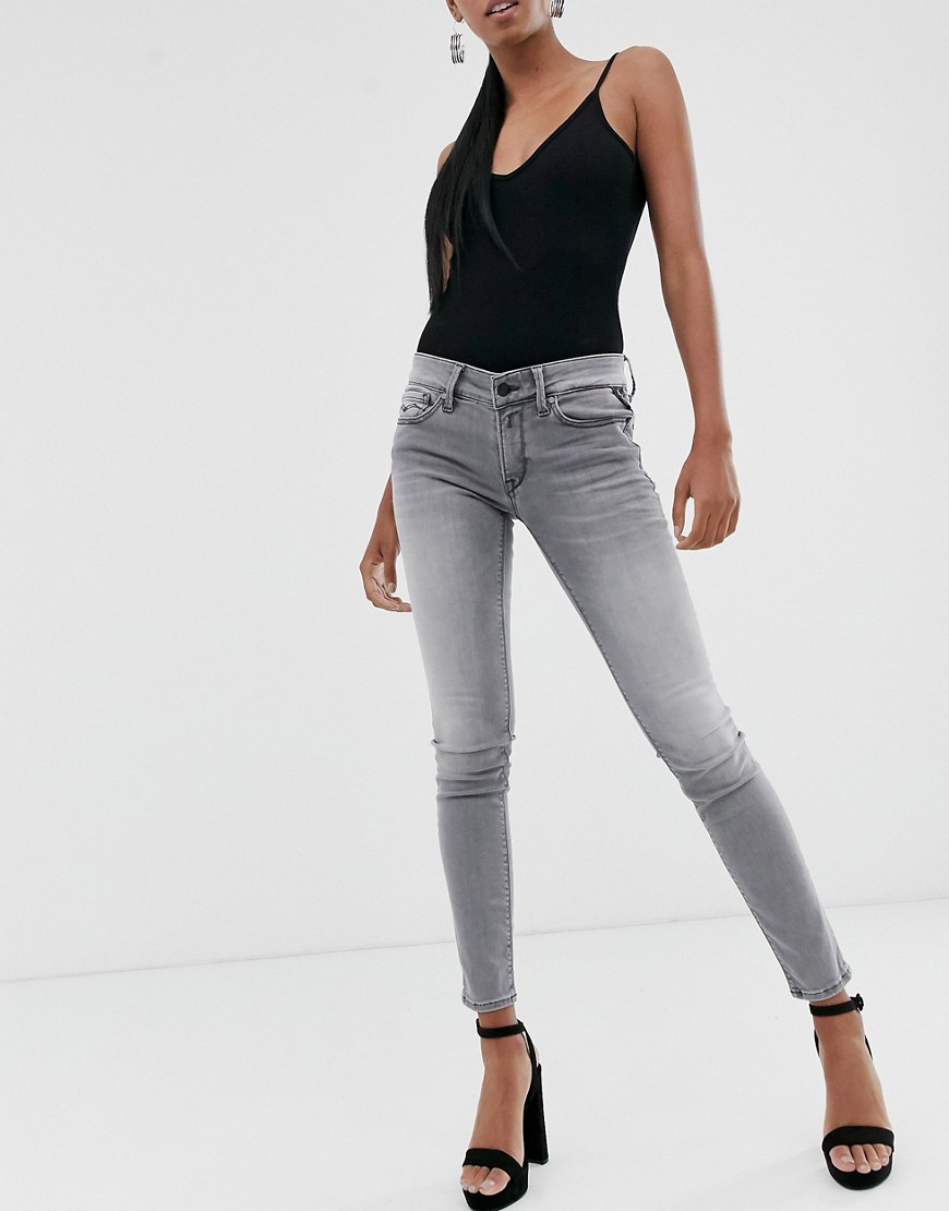 Replay – Grå skinny jeans med mellanhög midja-Ingen färg