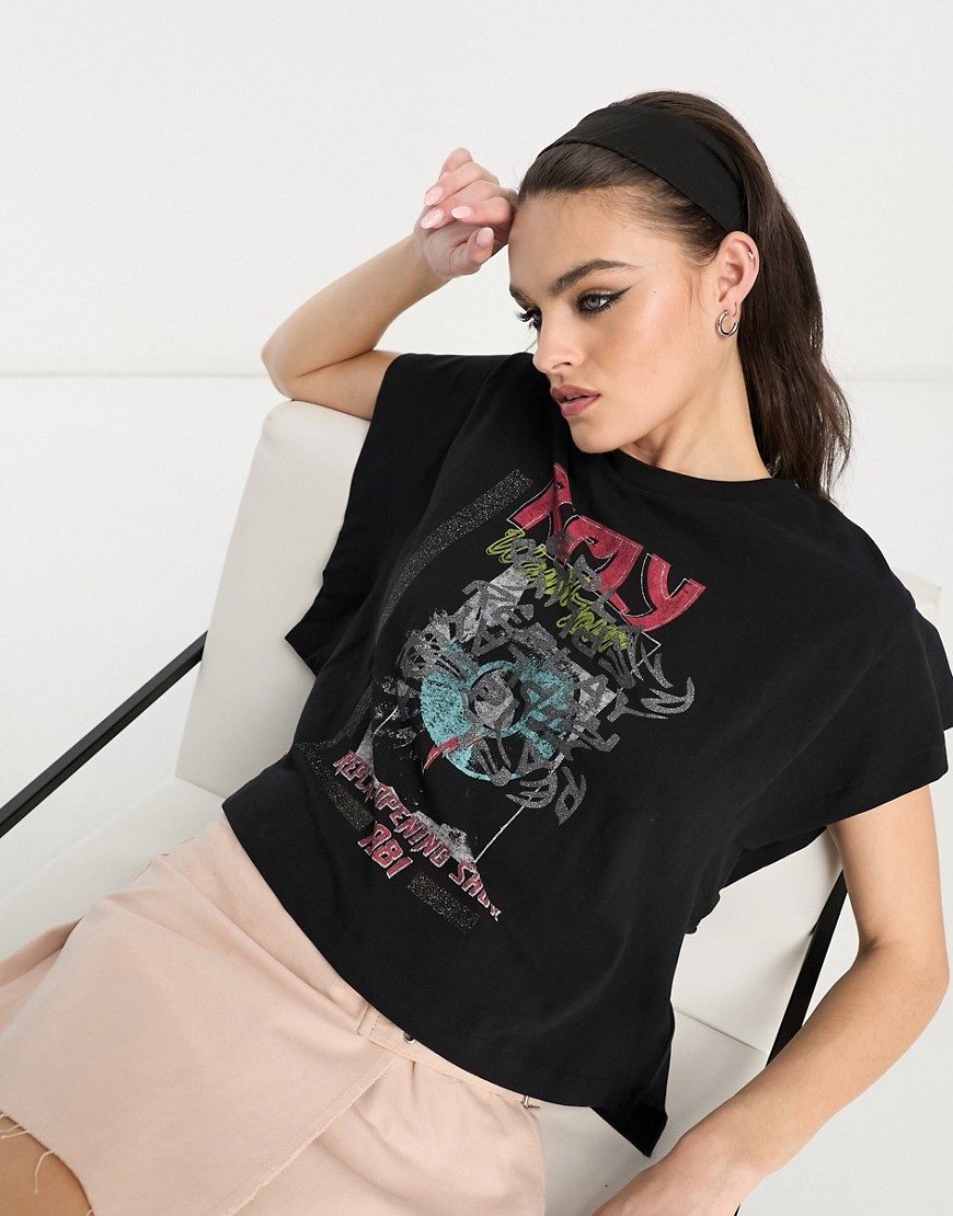 Replay graphic logo t-shirt in black
