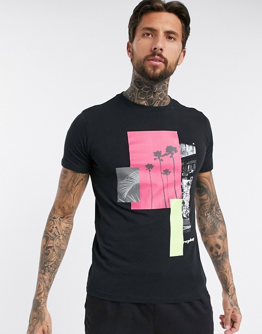 Replay graphic print crew neck t-shirt in black
