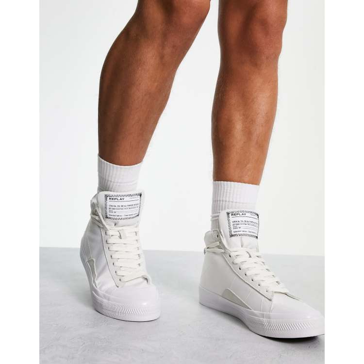 Replay hi top trainer in white