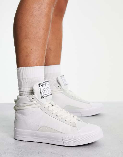 Replay hi top trainer in white