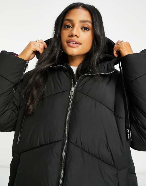 Replay hooded puffer jacket in black | FaoswalimShops