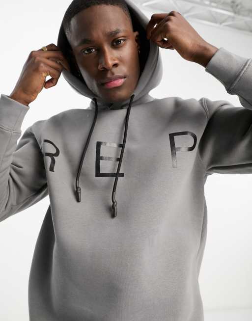 Replay - Hoodie met logoprint in grijs