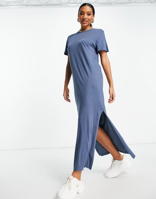 Replay Jersey midi-jurk met korte mouwen in blue ASOS
