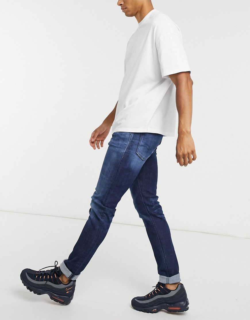replay - jondrill - jeans med power-stretch i skinny fit-blå