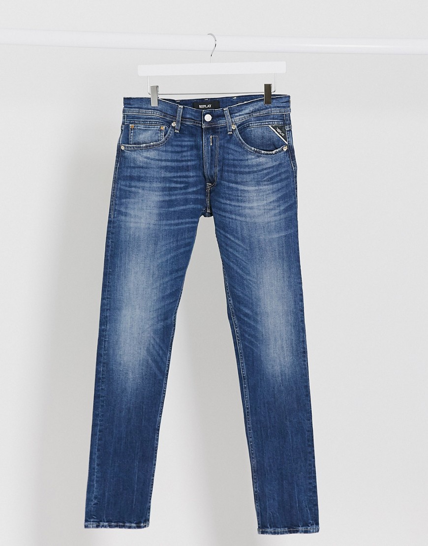 Replay – Jondrill – Mörkblå skinny jeans