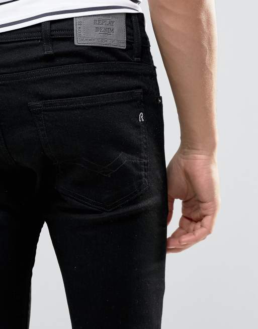 Replay - Jondrill - Skinny jeans met stretch in effen zwart, 3 van 4
