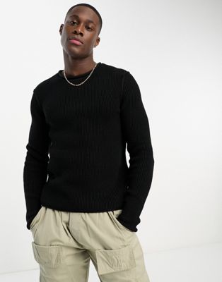Replay knitted jumper in black