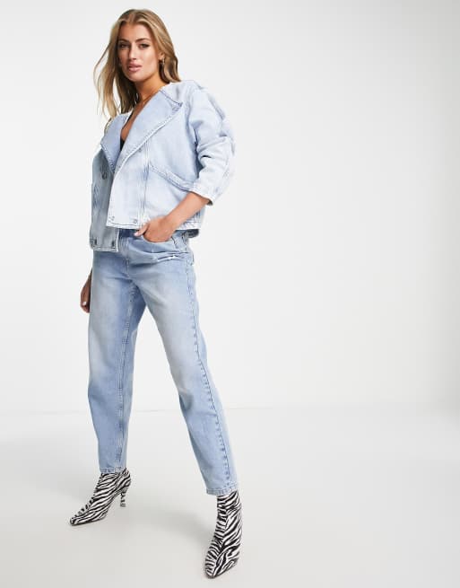 Replay – Leichte Military-Jeansjacke in Hellblau ASOS