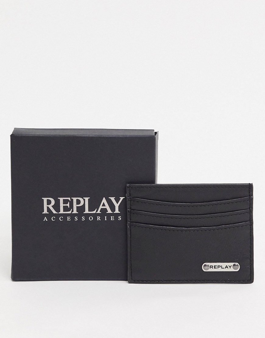 Replay - Leren kaarthouder in zwart
