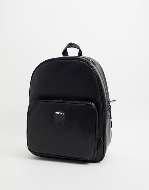 Replay logo backpack in black