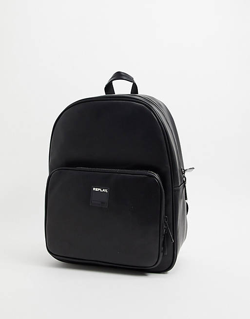 Replay logo backpack in black | ASOS