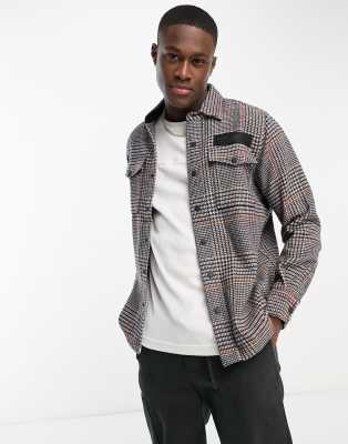 Replay logo check shirt in brown