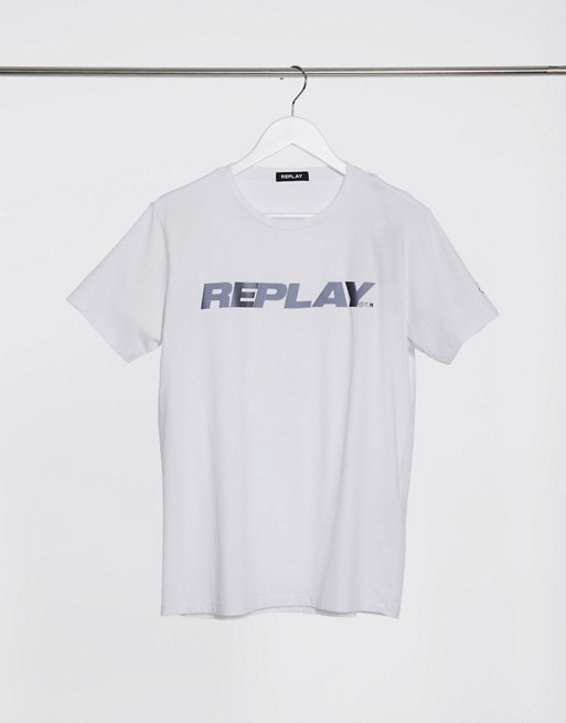 Replay logo crew neck t-shirt in white