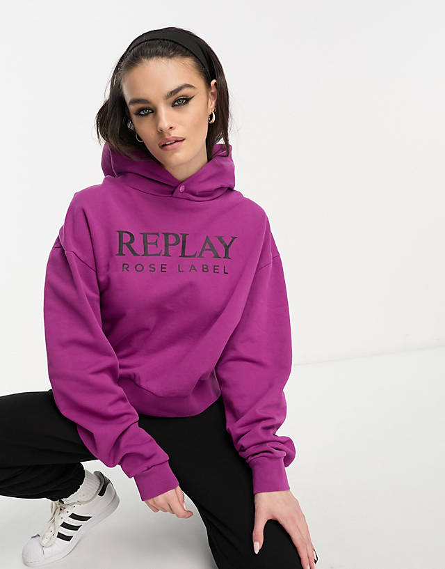 Replay - logo hoodie in purple