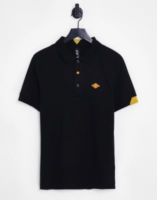 Replay Replay logo polo shirt in black